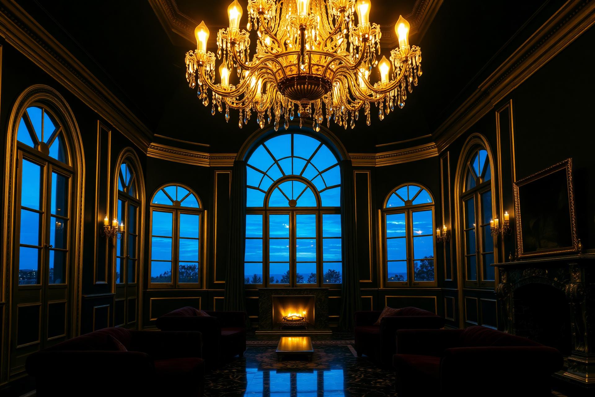 Luxurious palazzo interior with crystal chandelier